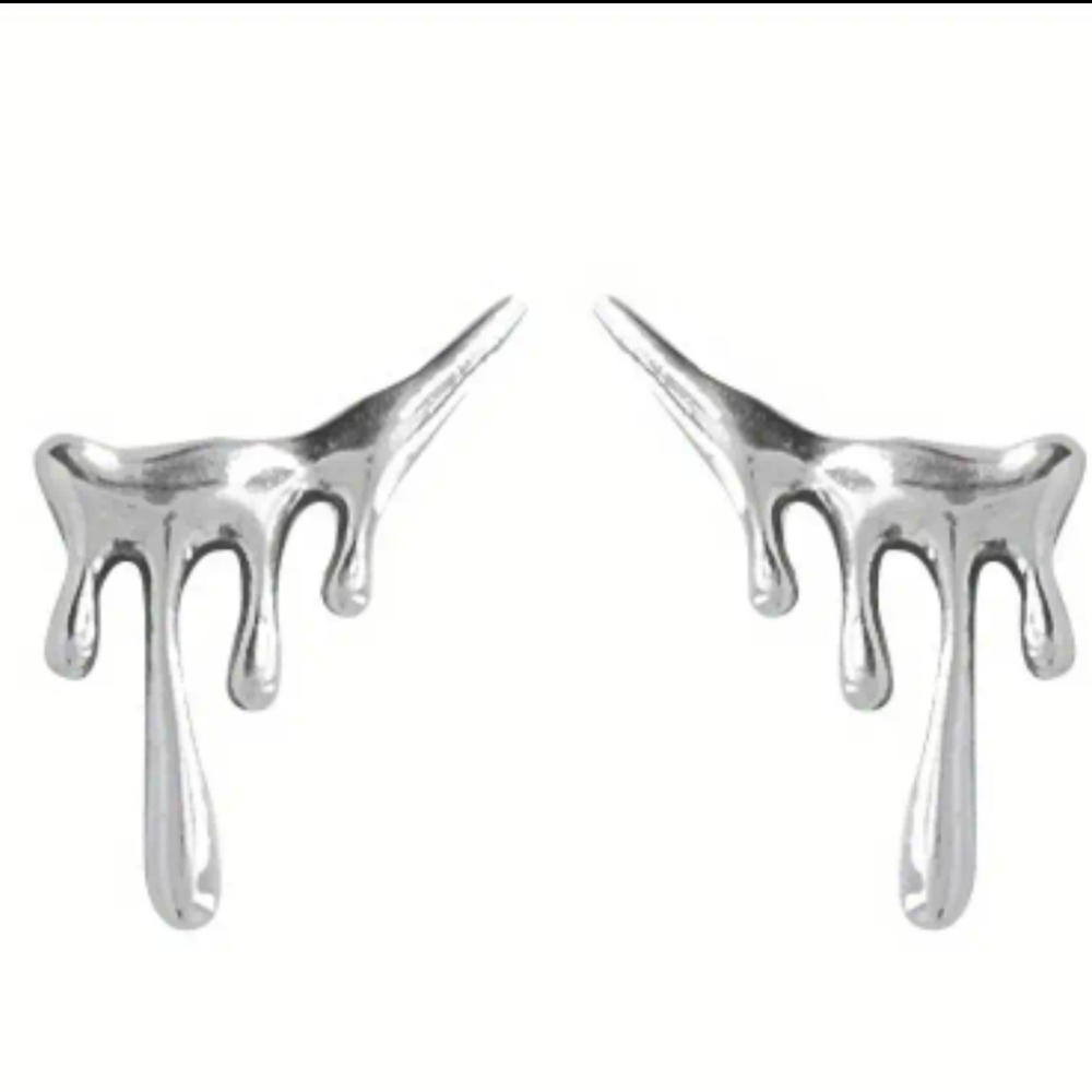 Waterdrop Earrings Liquid Slide Design 925 Sterling Silver Minimal